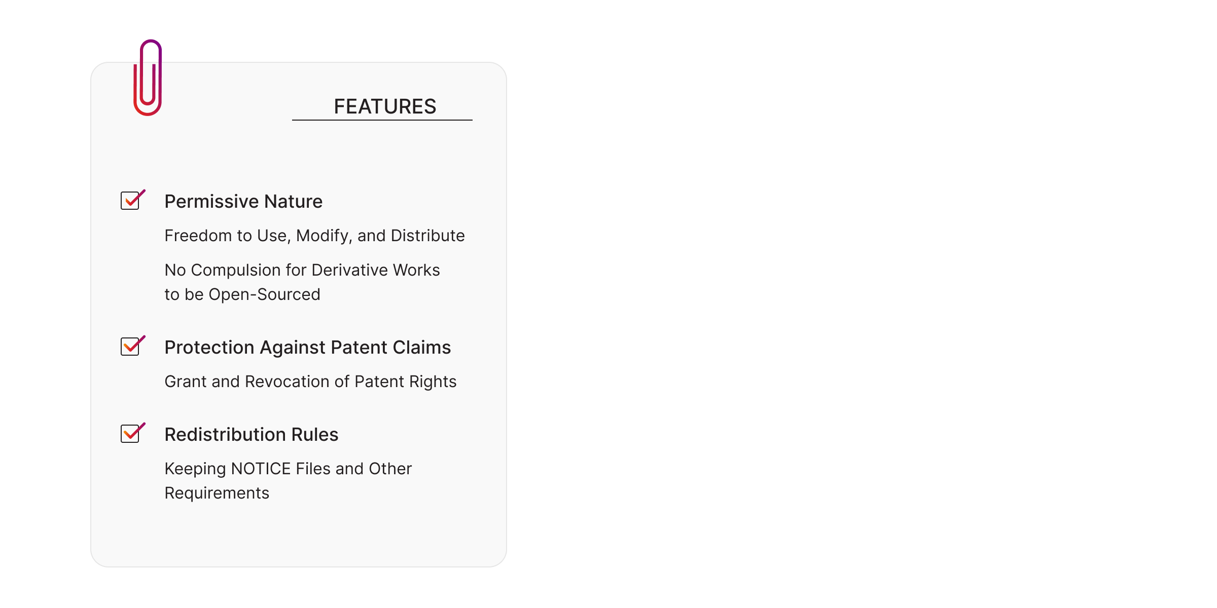 Apache License 2.0 core features