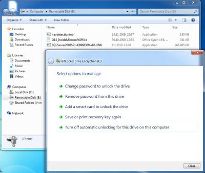Dijaloški okvir za unos lozinke pri priključivanju BitLocker To Go medija