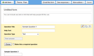 Sučelje za dodavanje pitanja u obrazac