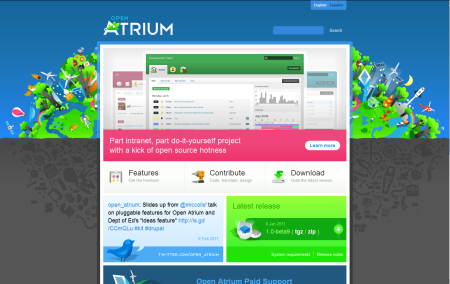 Open Atrium Dashboard s prikazom core feature modula
