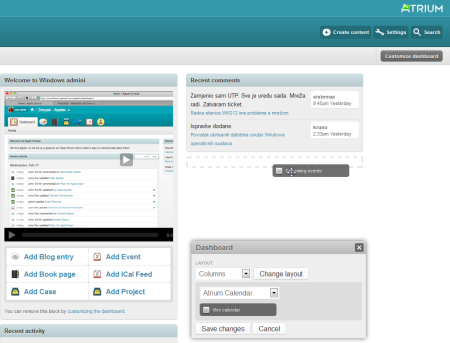 Prikaz korisničkog profila u Open Atriumu
