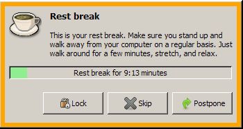 Workrave statistika pauza i aktivnosti na računalu